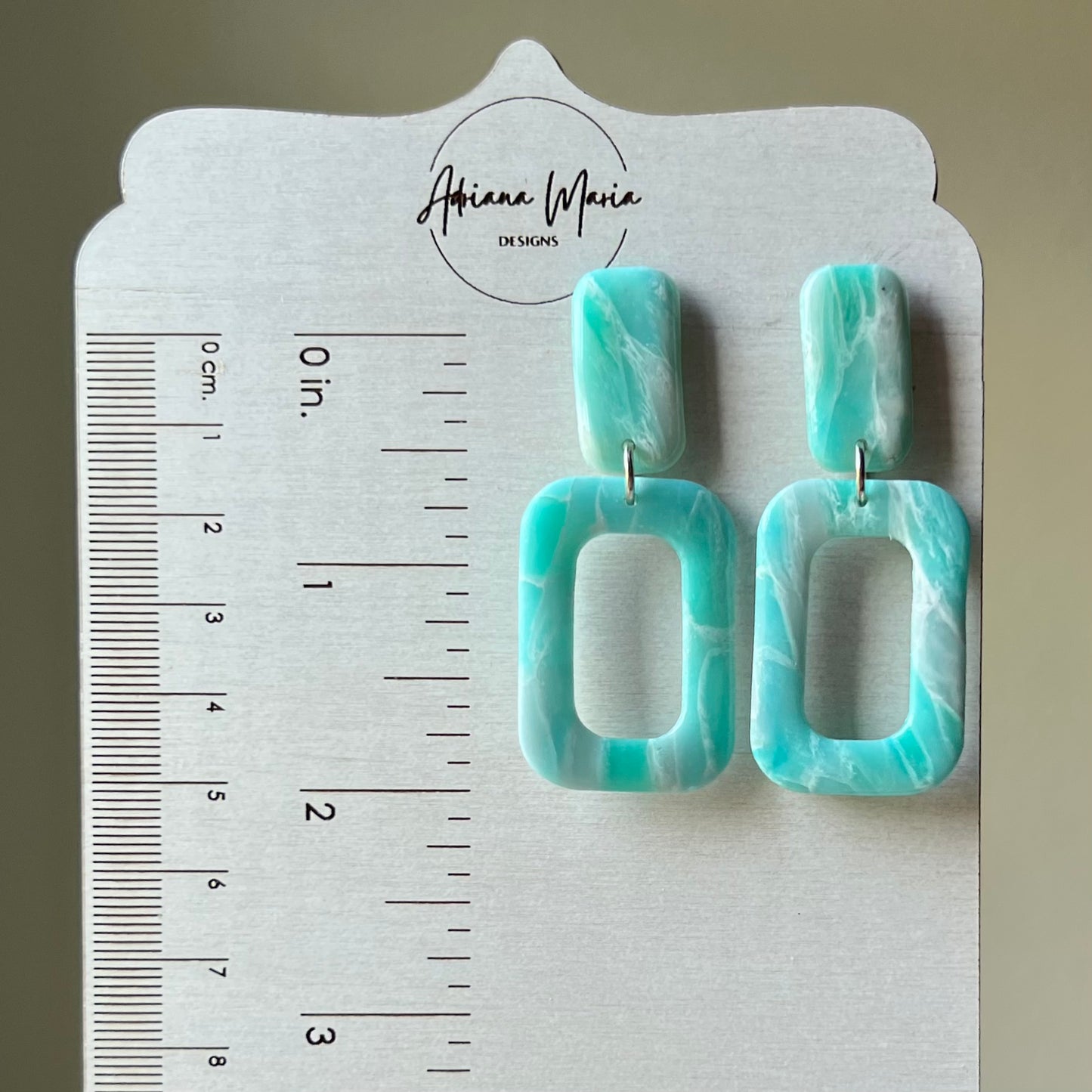 Ocean Waves Marbled Polymer Clay Earrings