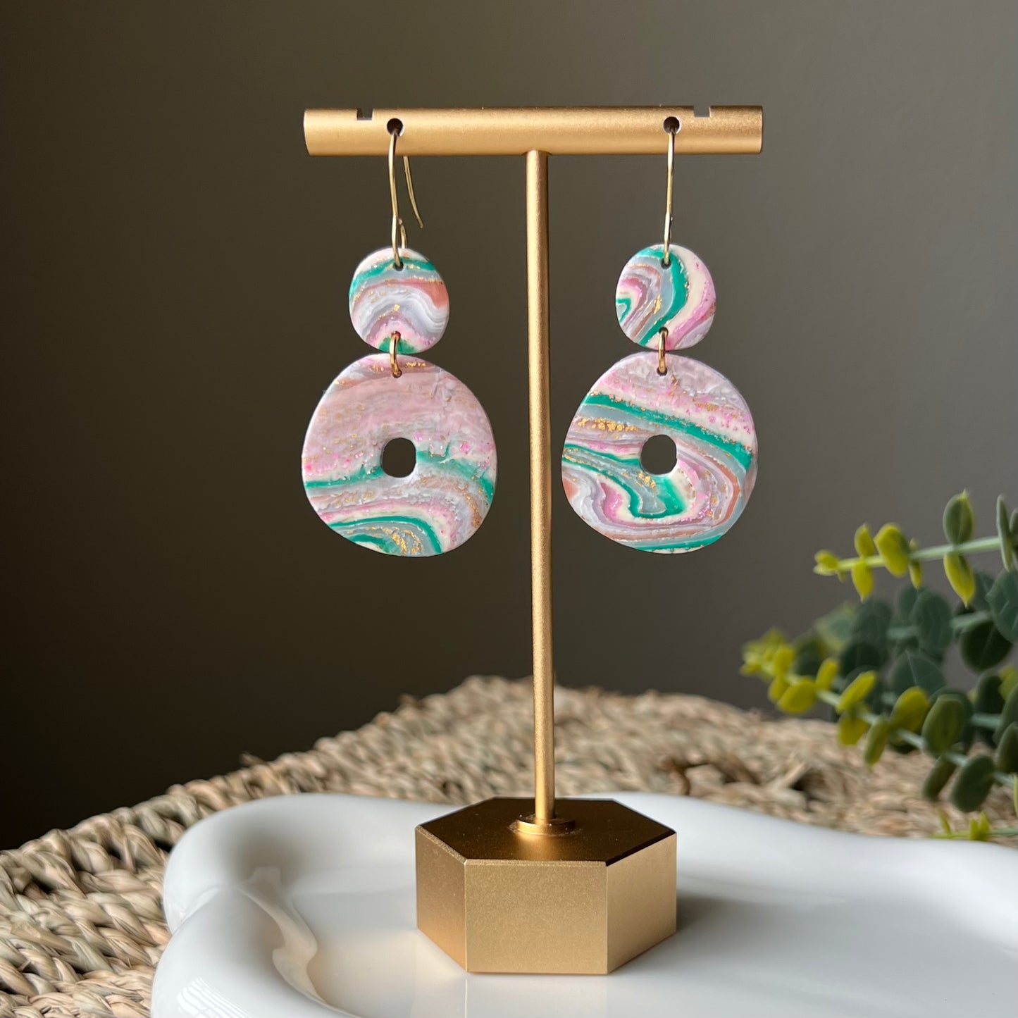 Faux Agate Polymer Clay Earrings