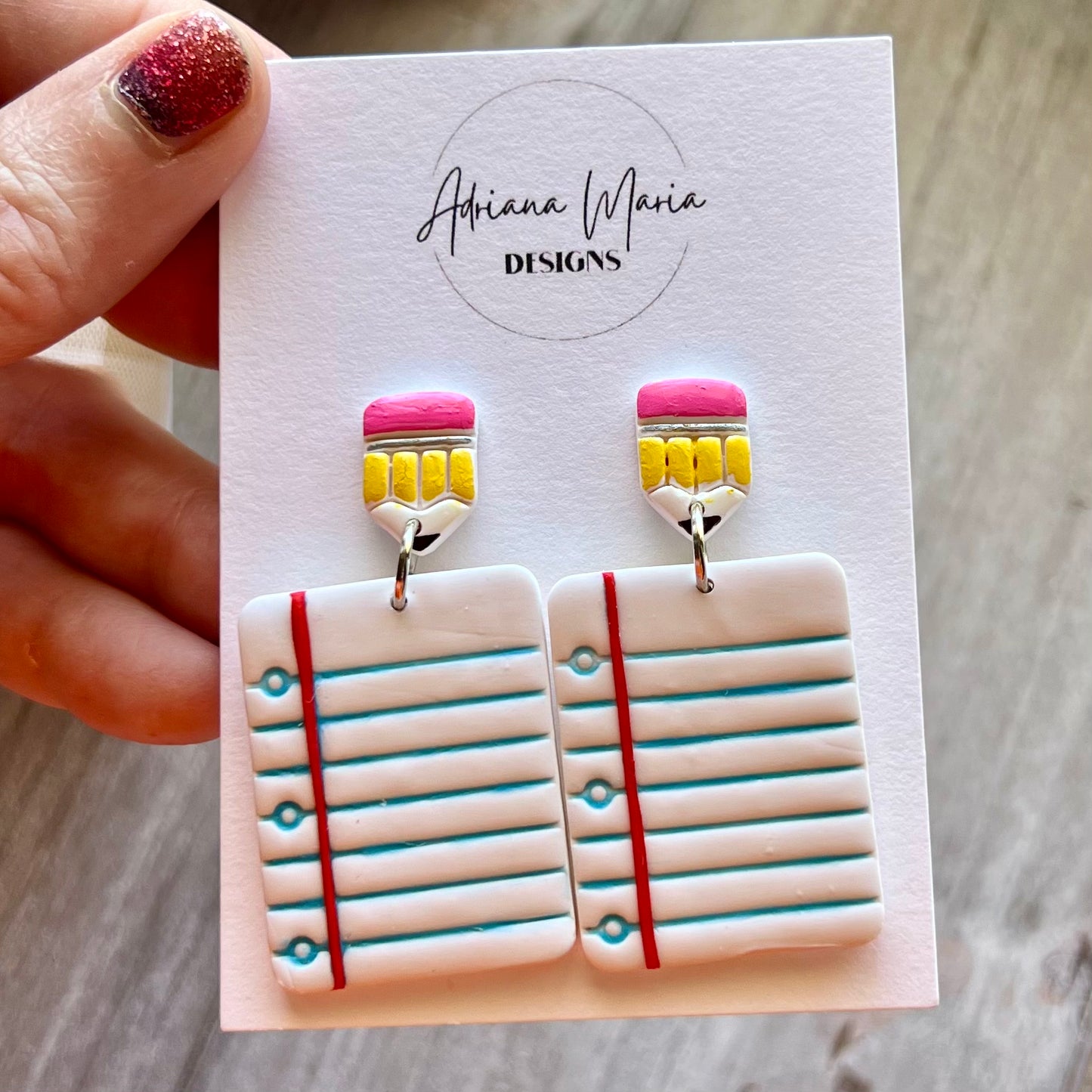 Back To School Pencil & Paper Polymer Clay Earrings