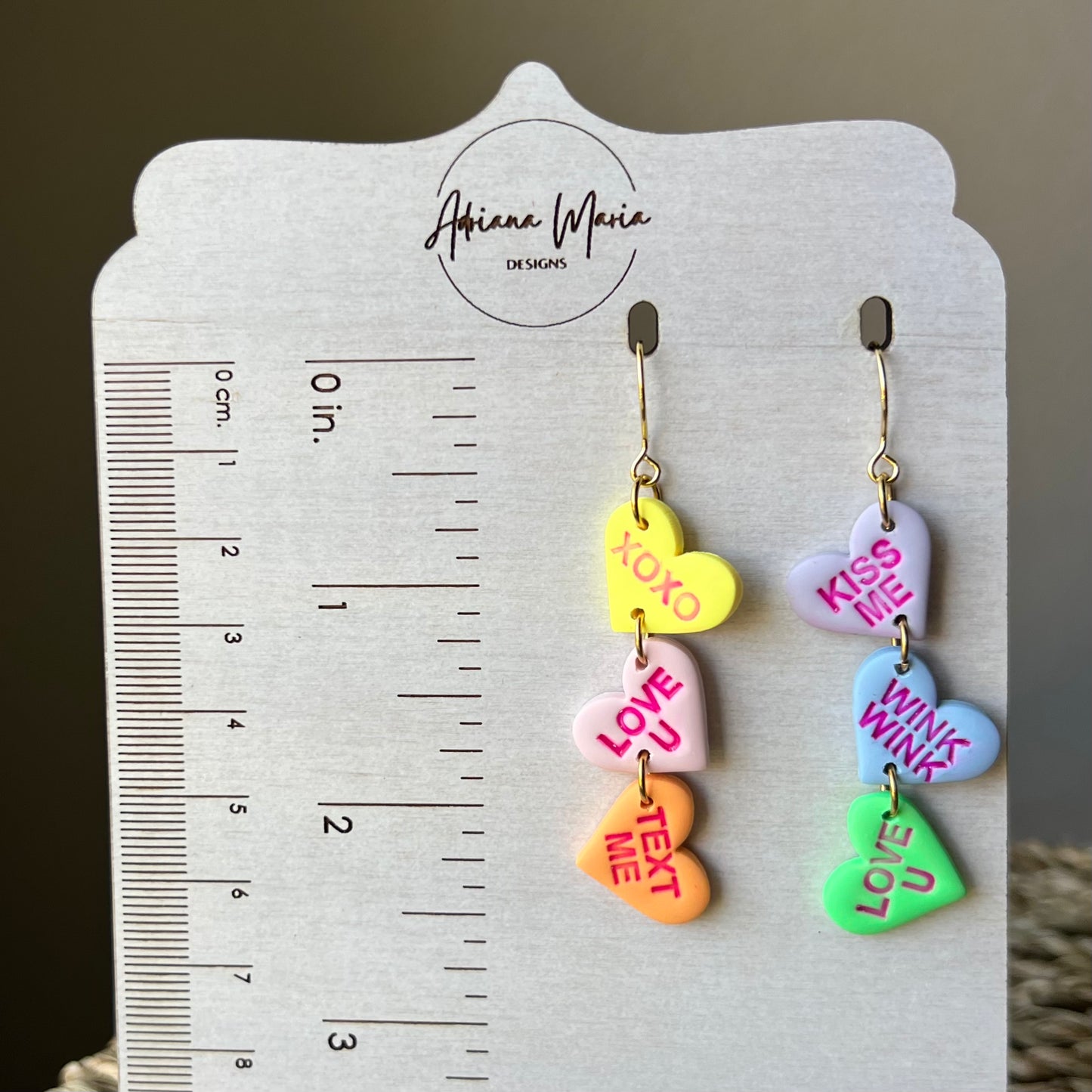 Valentine’s Day Conversation Candy Heart Polymer Clay Dangle Earrings