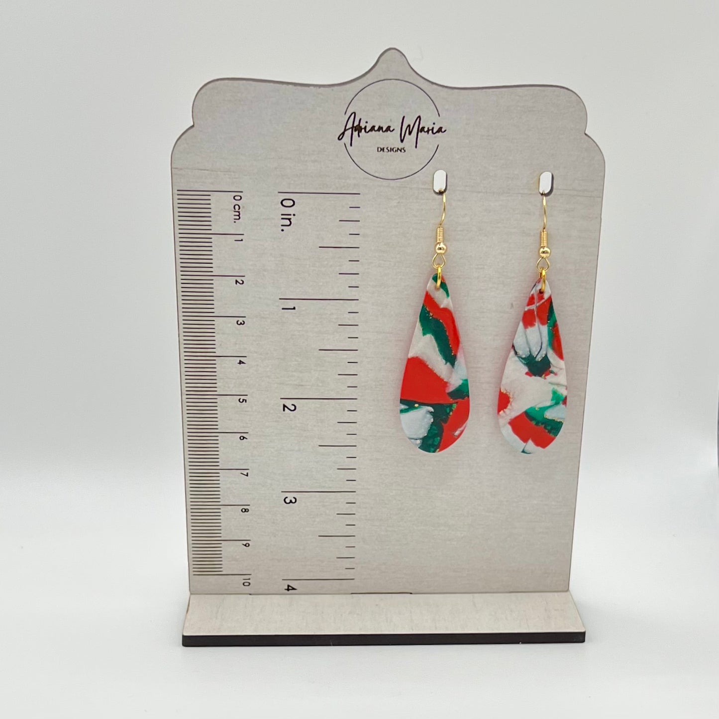 Abstract Skinny Teardrop Polymer Clay Earrings