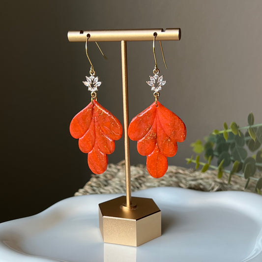 Red Marbled Polymer Clay Earrings