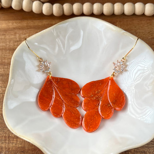 Red Marbled Polymer Clay Earrings