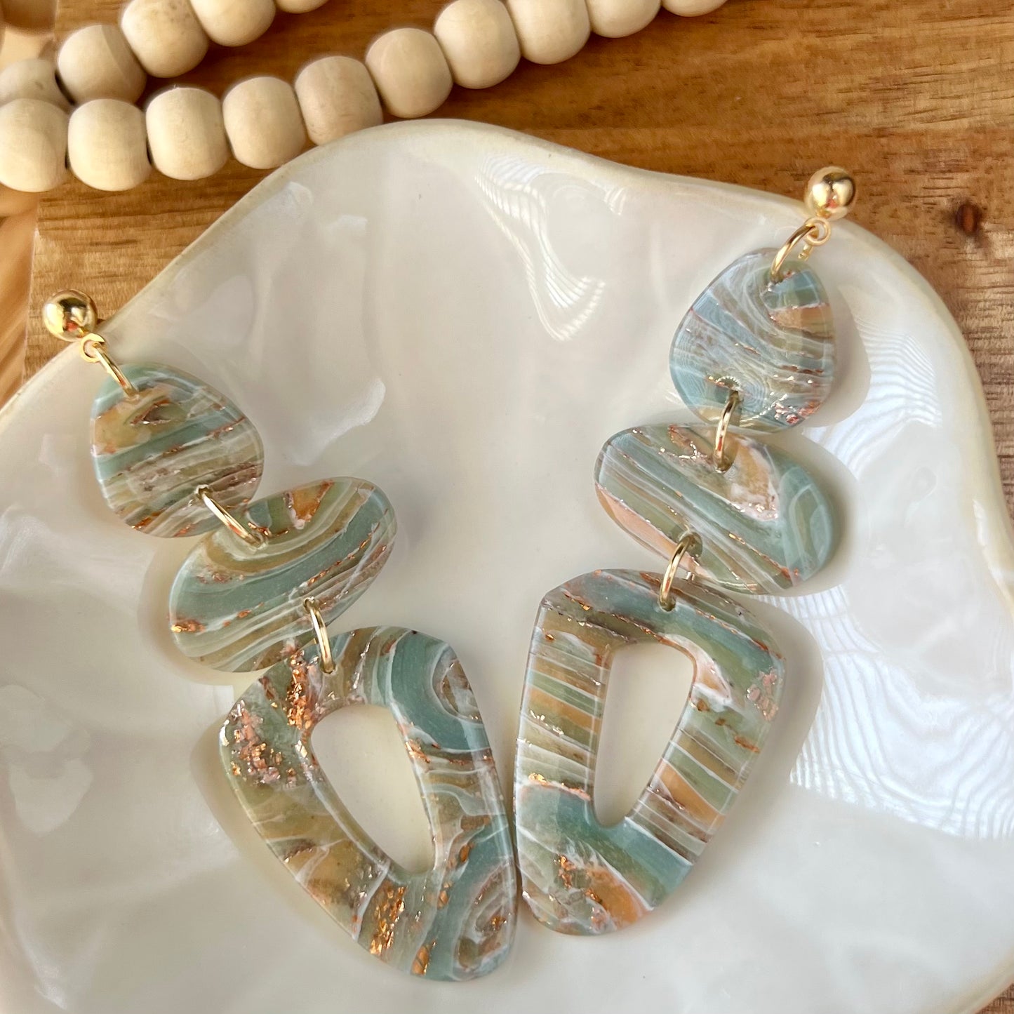 Ethereal Waves Collection: Polymer Clay Statement Earrings