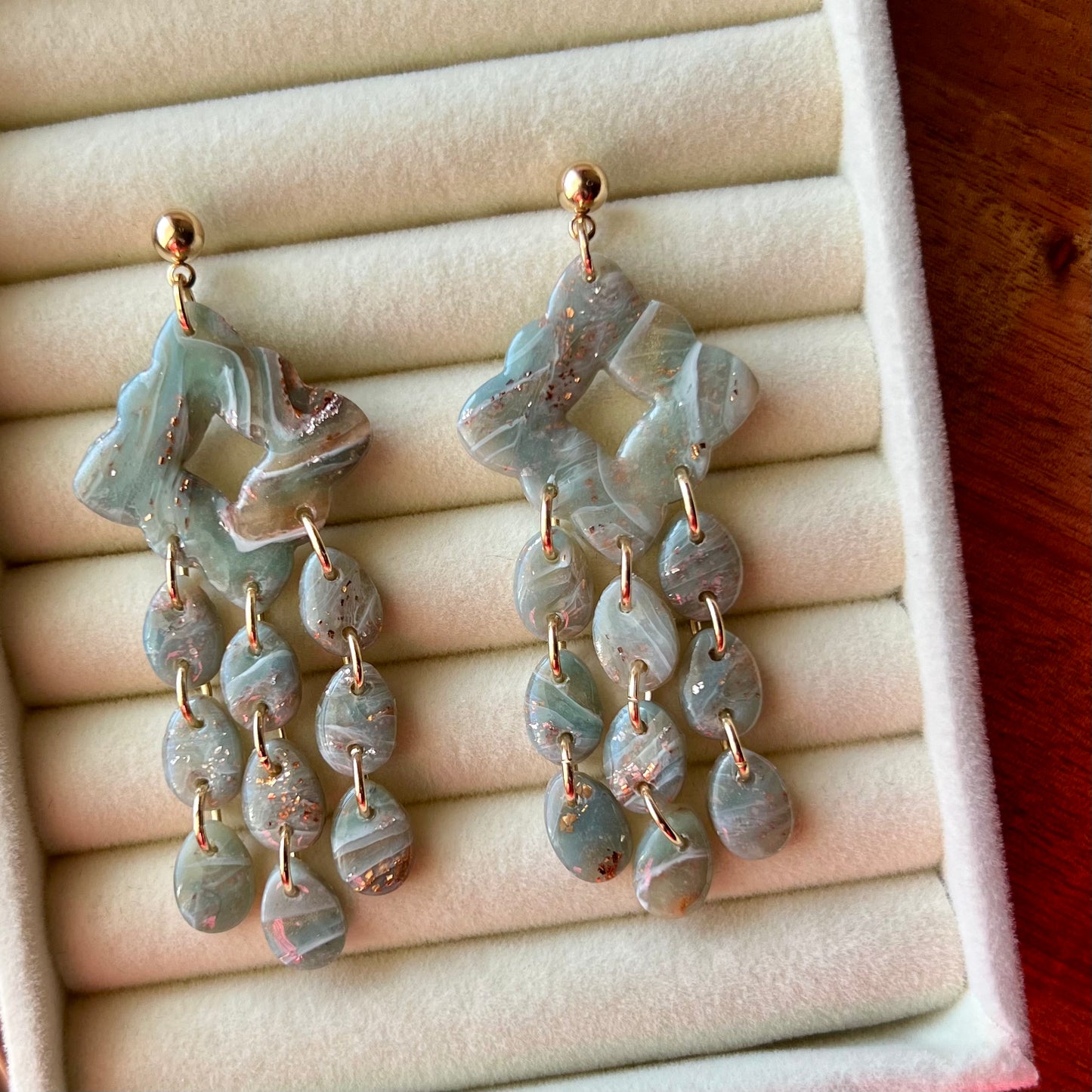 Ethereal Waves Collection: Chandelier Polymer Clay Earrings