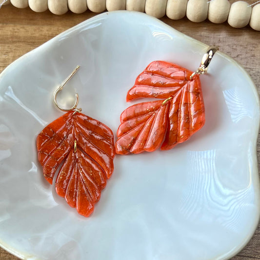 Red Marbled Clay Earrings