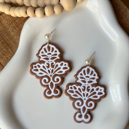 Mocha Bloom Clay Statement Earrings