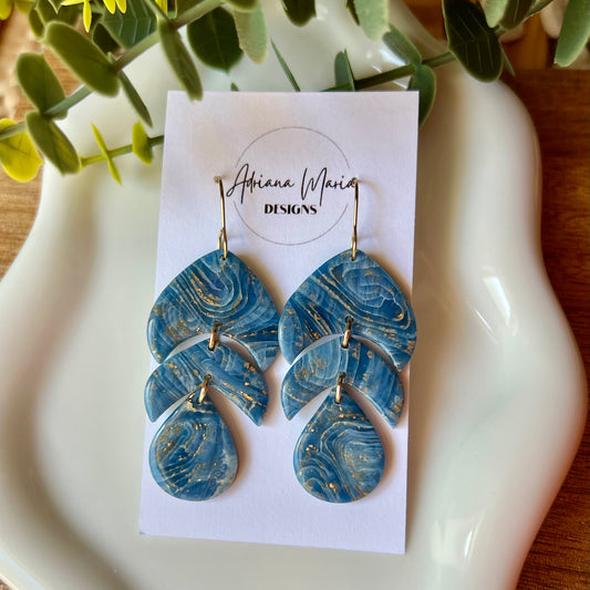 Blue Agate Polymer Clay Earrings