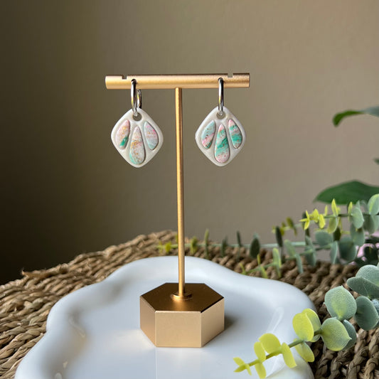 Marbled Bezel Polymer Clay Huggie Hoop Earrings