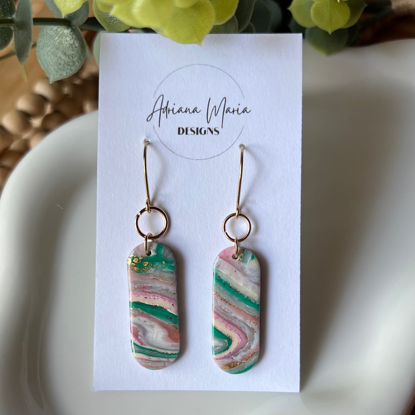 Faux Agate Polymer Clay Earrings