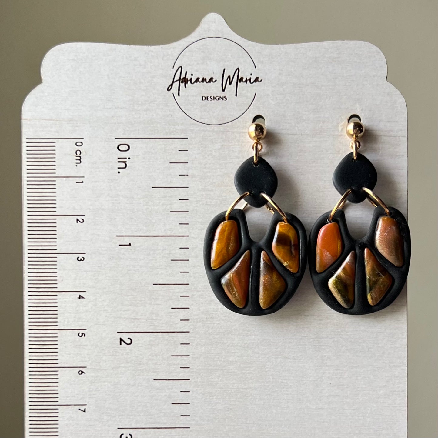 Amber Flame: Bezel Polymer Clay  Earrings