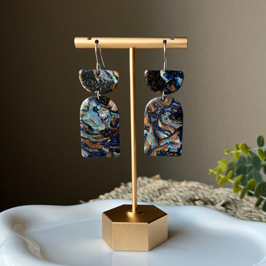 Dark Galaxy Polymer Clay Earrings