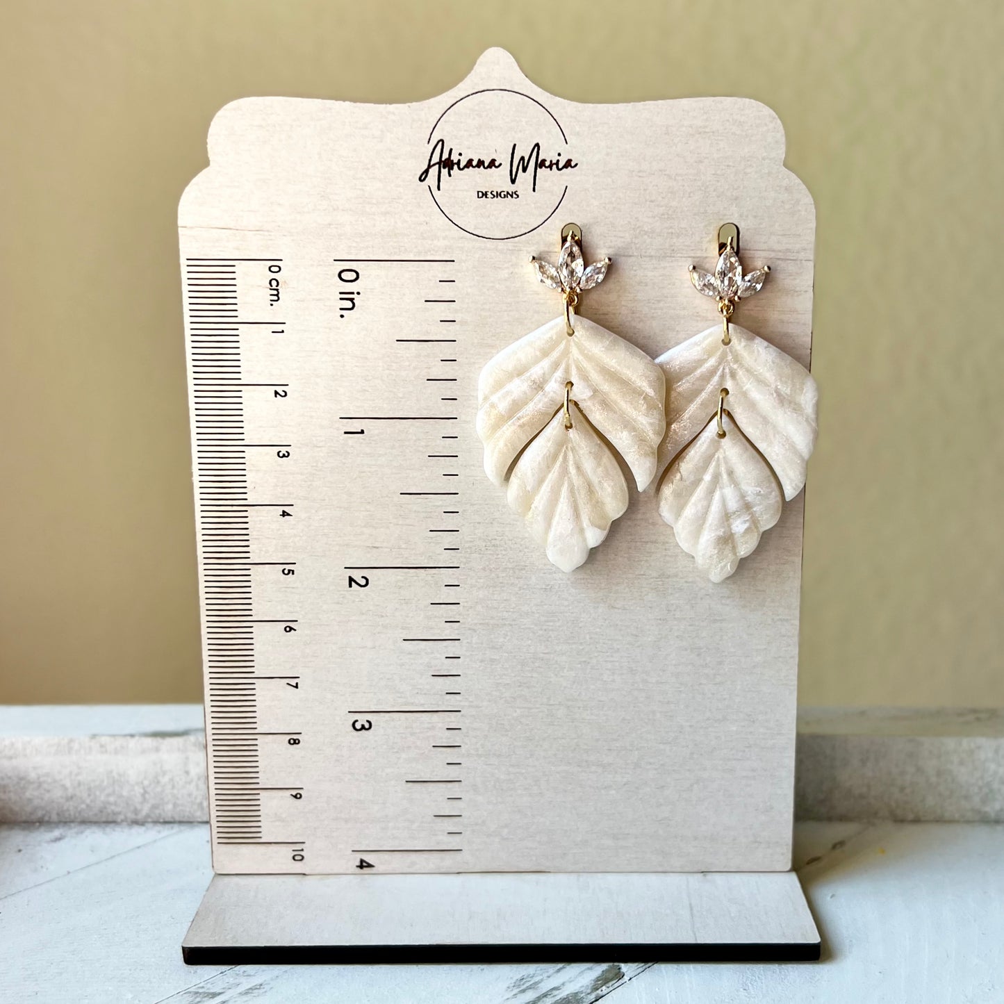 Cream Translucent Polymer Clay Earrings - Bridal Collection