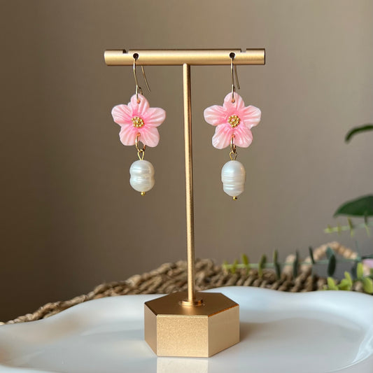 Cherry Blossom Sakura Flower & Polymer Clay Earrings