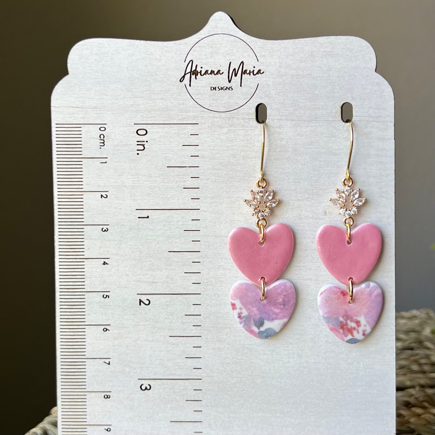 Soft Bloom Hearts Polymer Clay Dangle Earrings