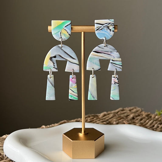 Chromatic Pulse Polymer Clay Statement Earrings