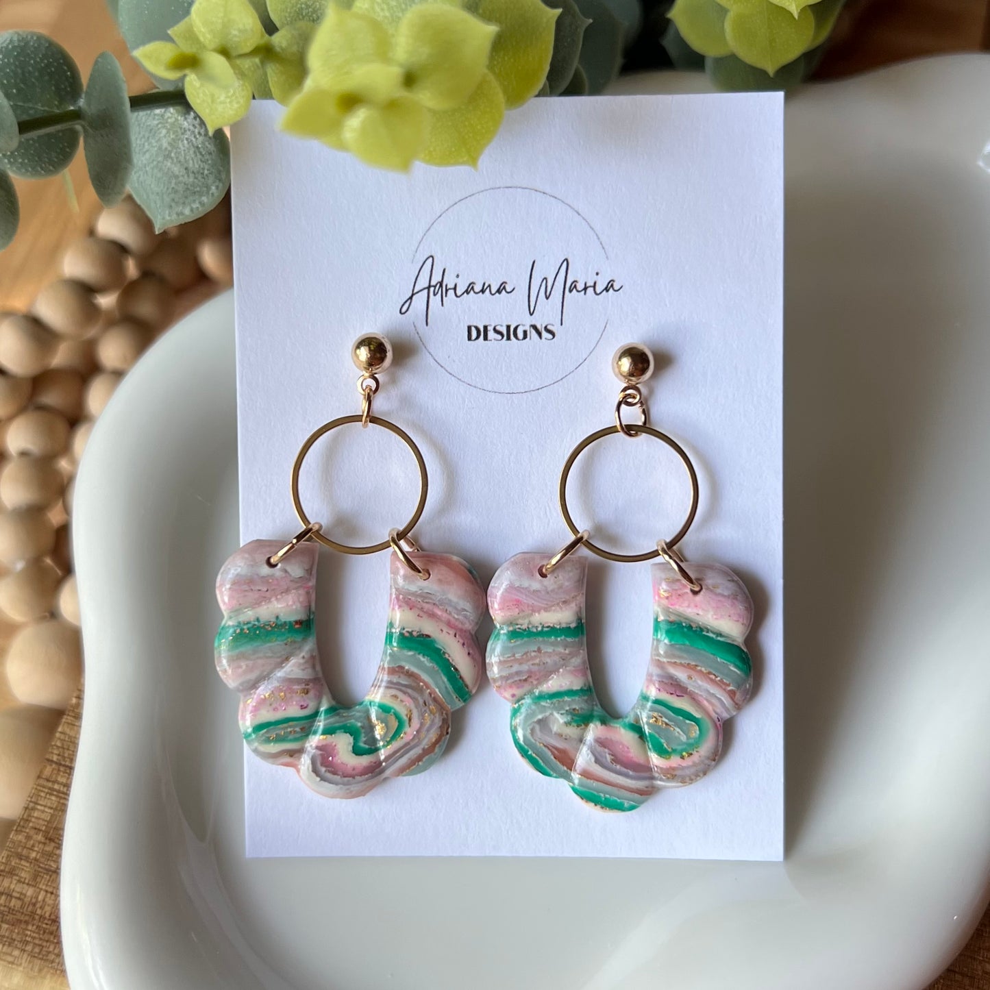Faux Agate Polymer Clay Earrings