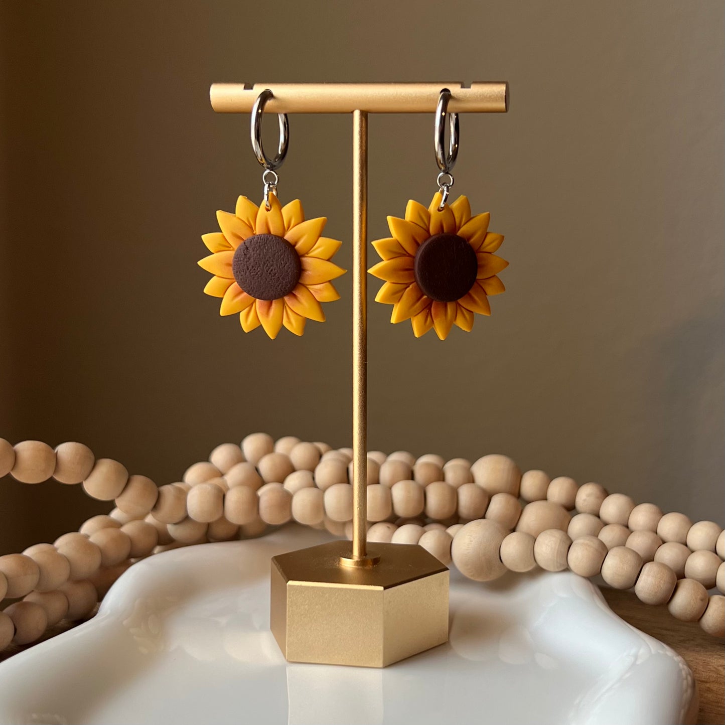 Sunflower Polymer Clay Earrings