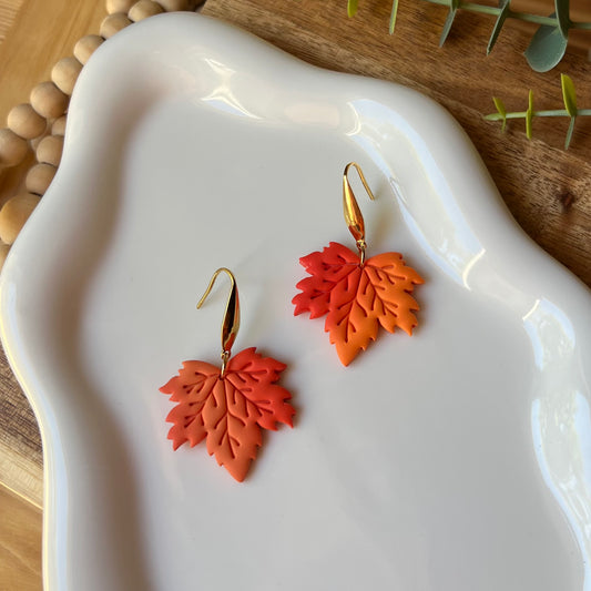 Maple Leaf Polymer Clay Earrings