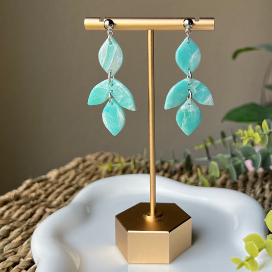 Ocean Waves Marbled Polymer Clay Earrings