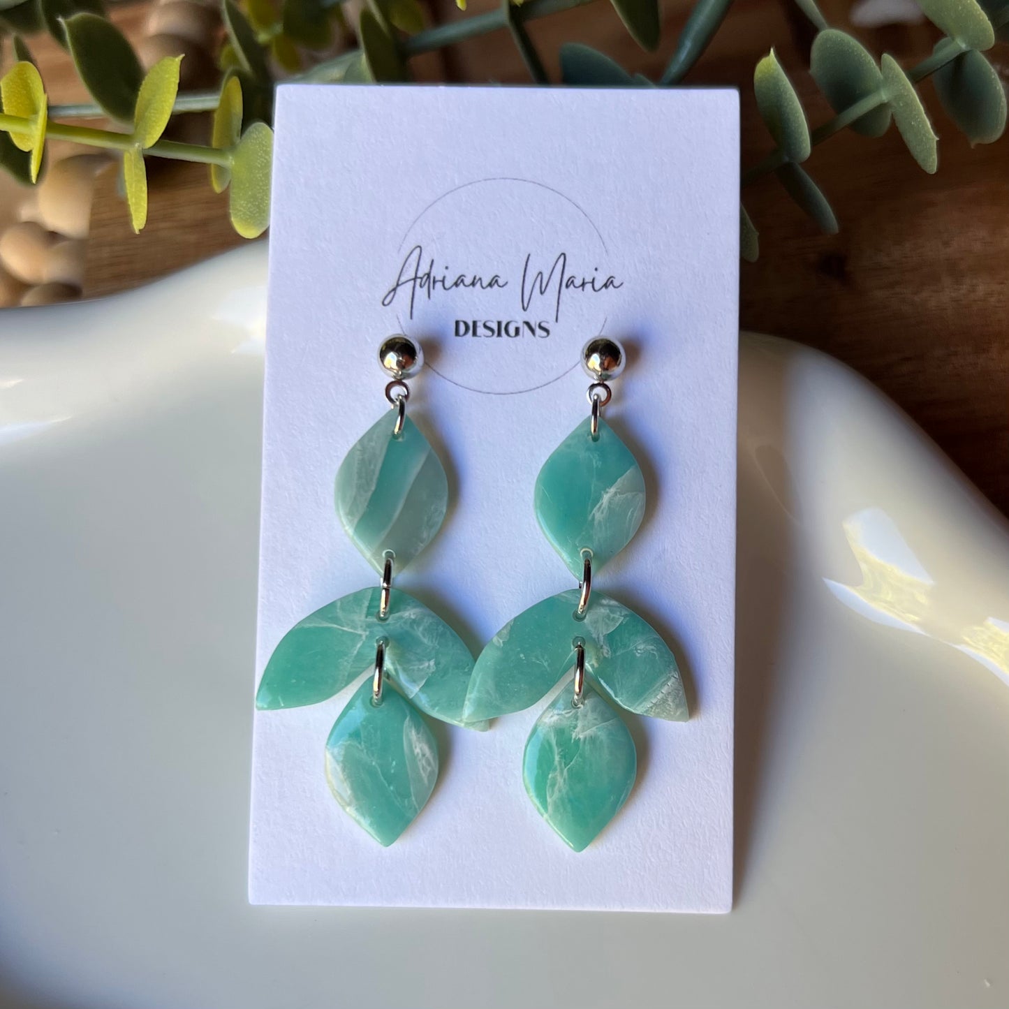 Ocean Waves Polymer Clay  Earrings