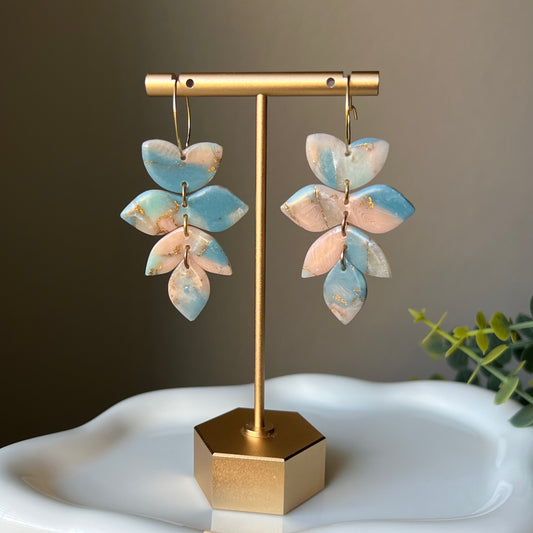 Foliage Dangle Polymer Clay Hoop Earrings