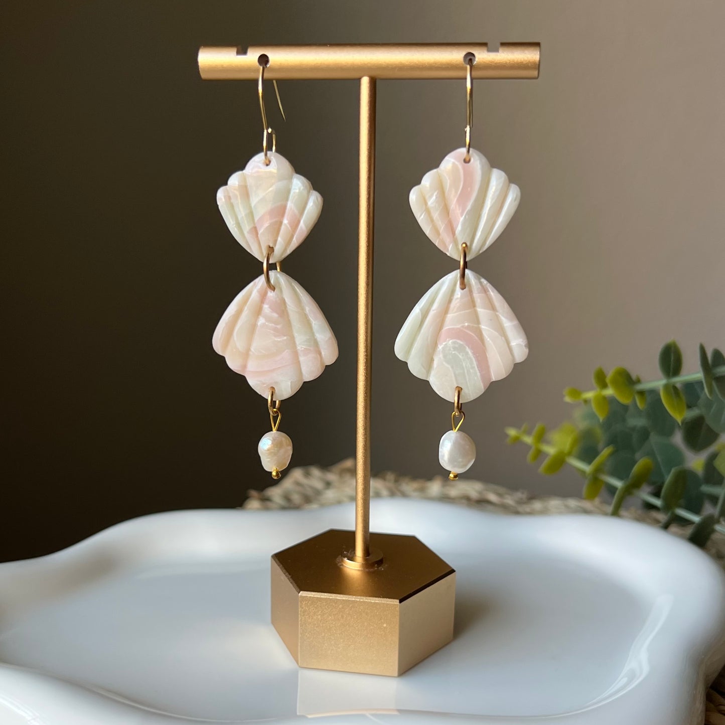 Pastel Dreams Seashell Polymer Clay Earrings