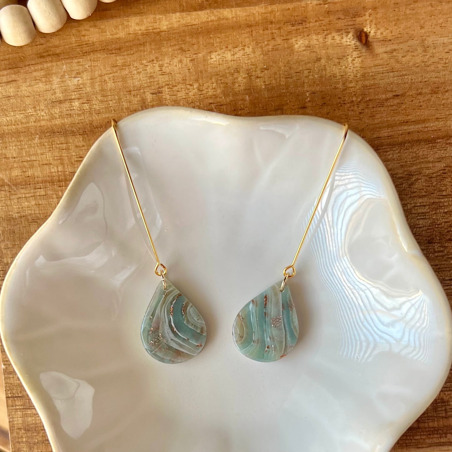 Ethereal Waves Collection: Small Teardrop Polymer Clay Earrings