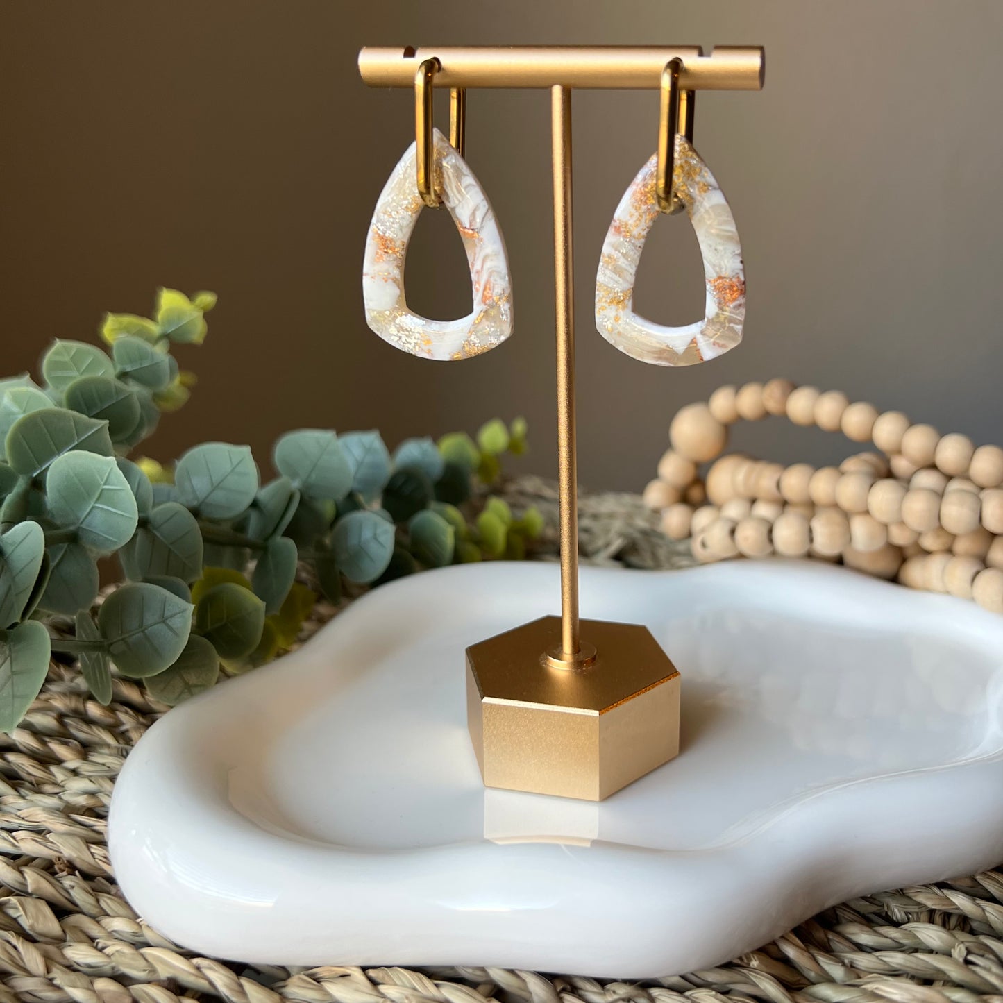 Warm Ivory Huggie Hoop Clay Earrings