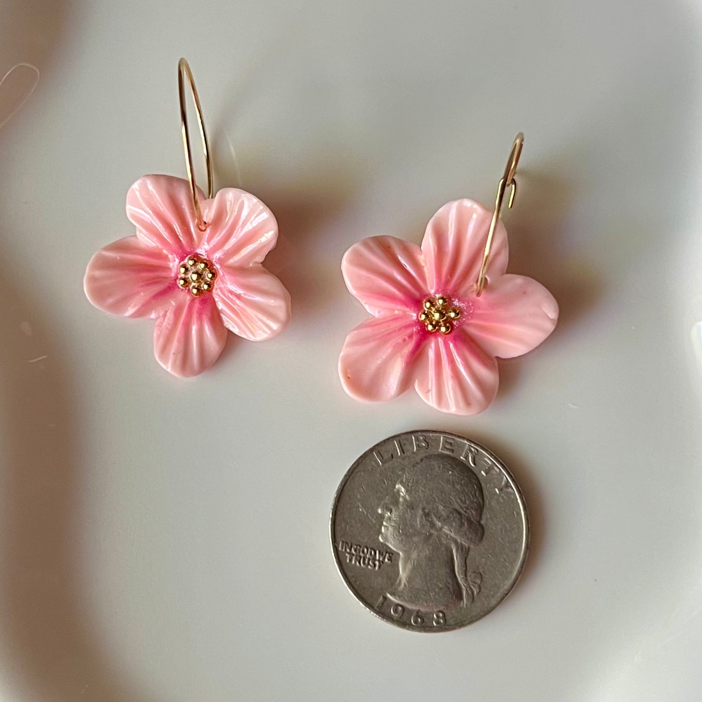 Cherry Blossom Sakura Flower Clay Hoop Earrings