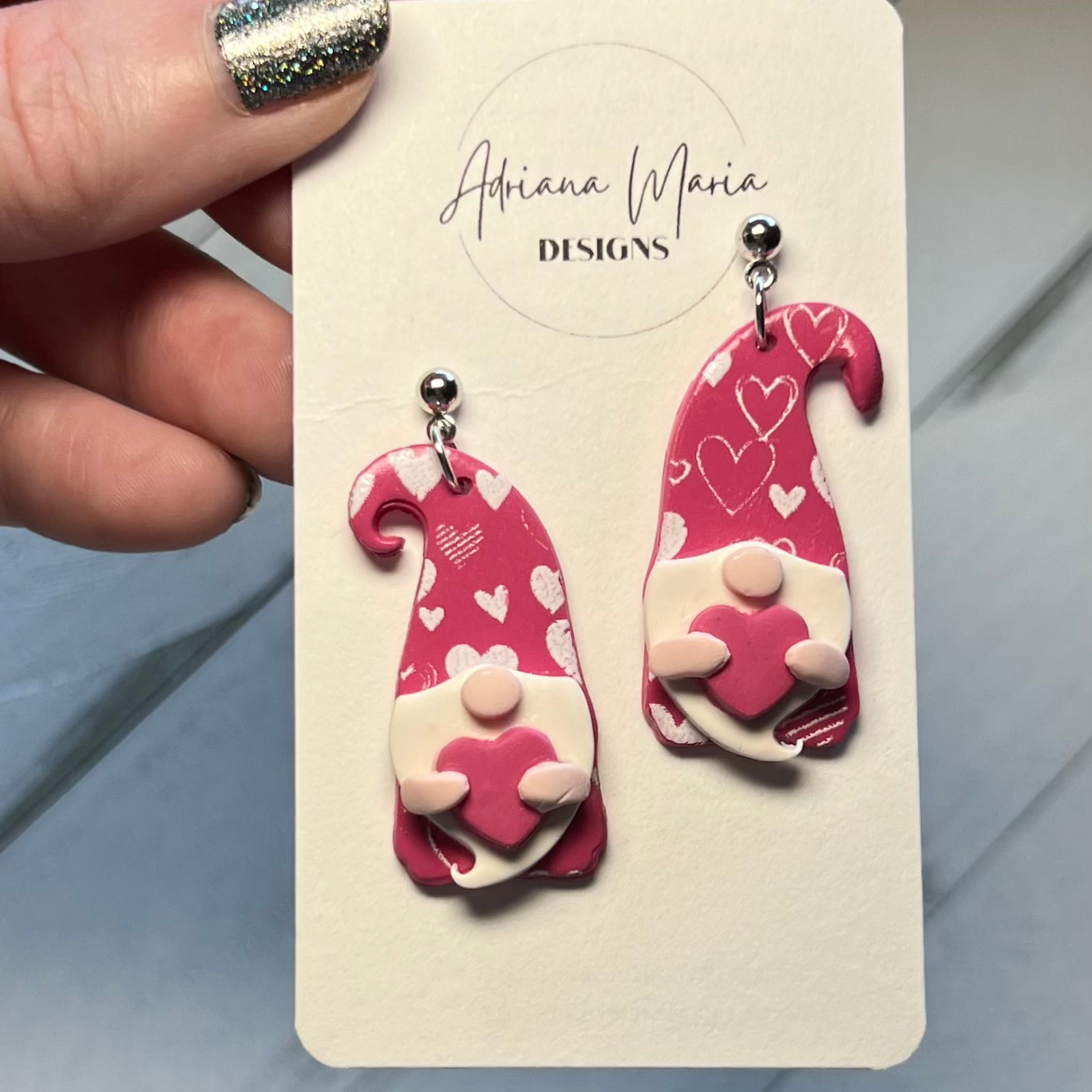 Heart Gnome Polymer Clay Earrings