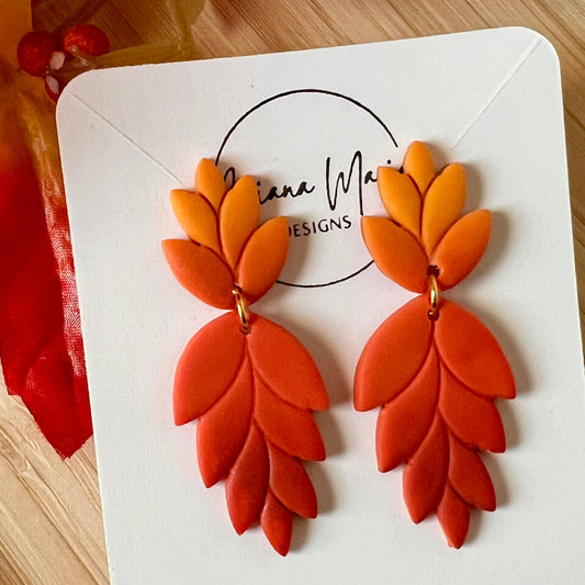 Autumn lotus ombré polymer clay earrings