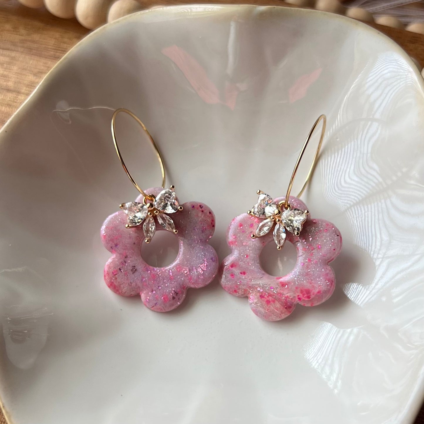 Retro Flower Inspired Polymer Clay Earrings