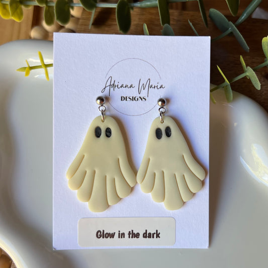 Glow in the Dark Ghost Polymer Clay Dangle Earrings