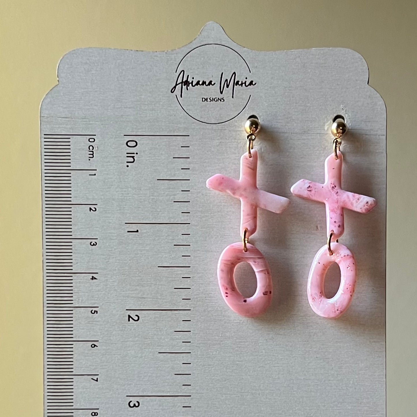 XOXO Soft Pink Marbled Polymer Clay Earrings