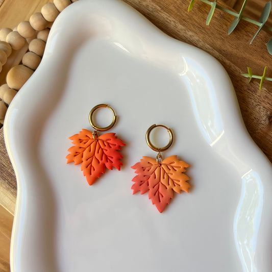 Maple Leaf Polymer Clay Earrings