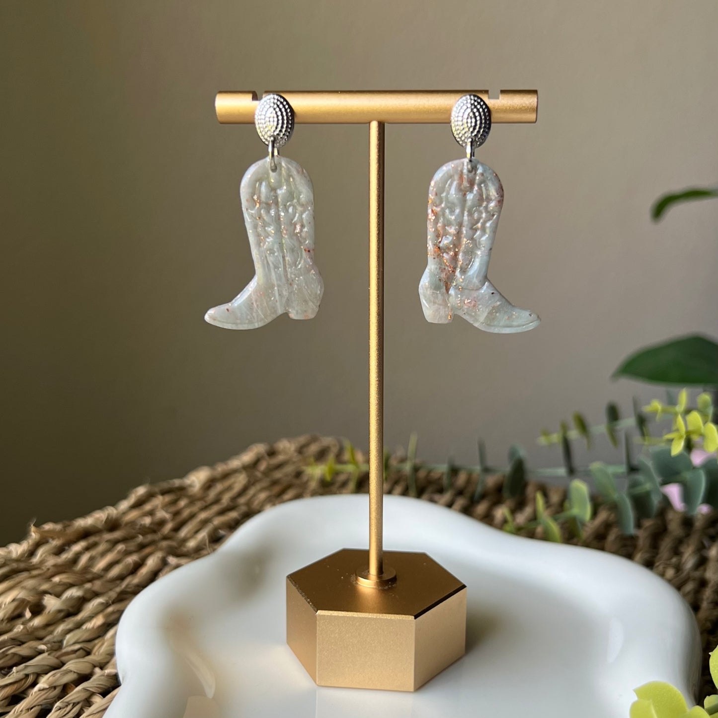 Cowgirl Boot Polymer Clay Earrings