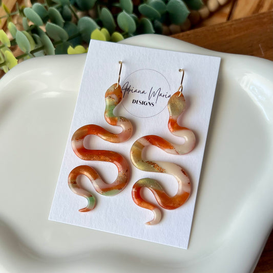 Earthen Glow Snake Polymer Clay Earrings