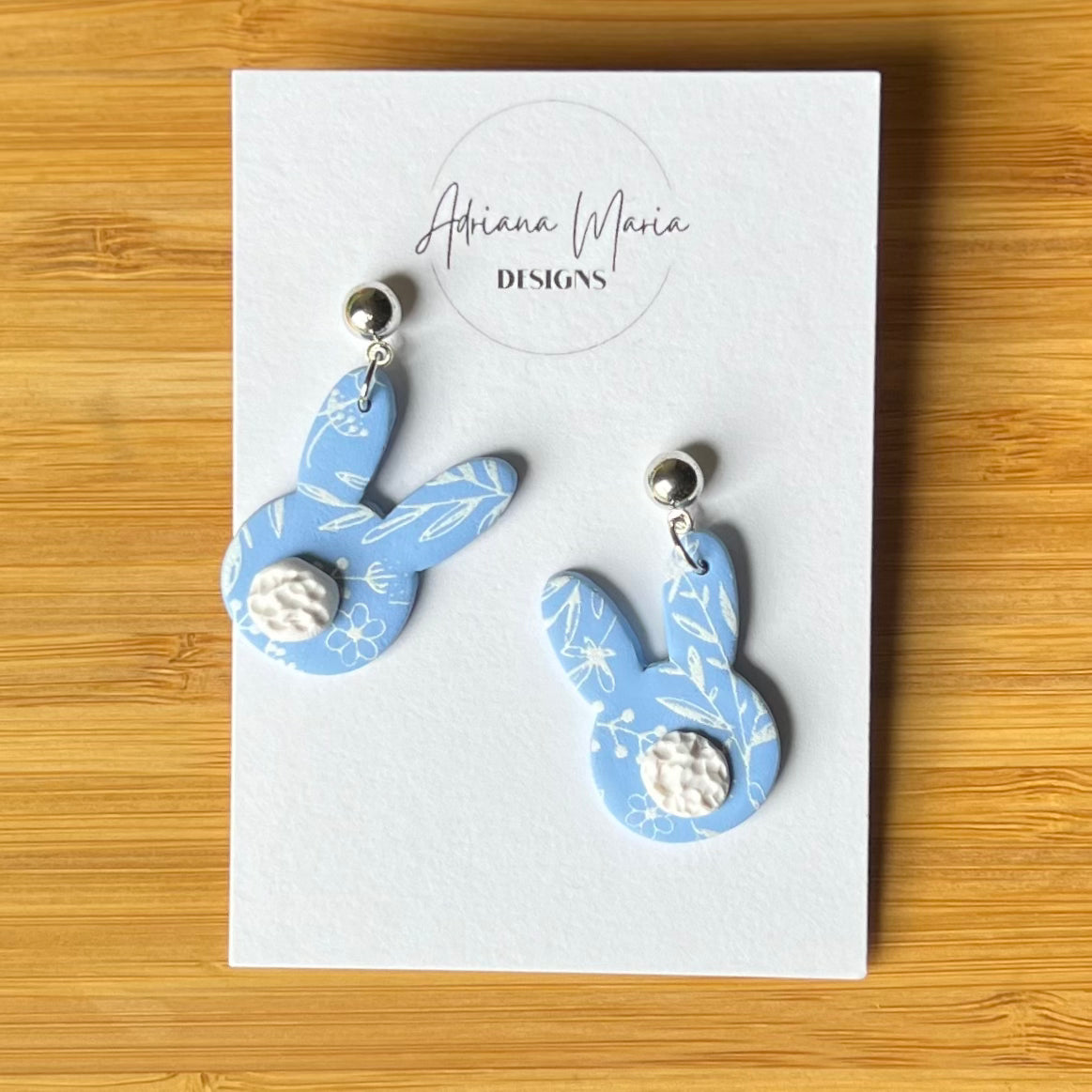 Pastel Floral Bunny Polymer Clay Earrings