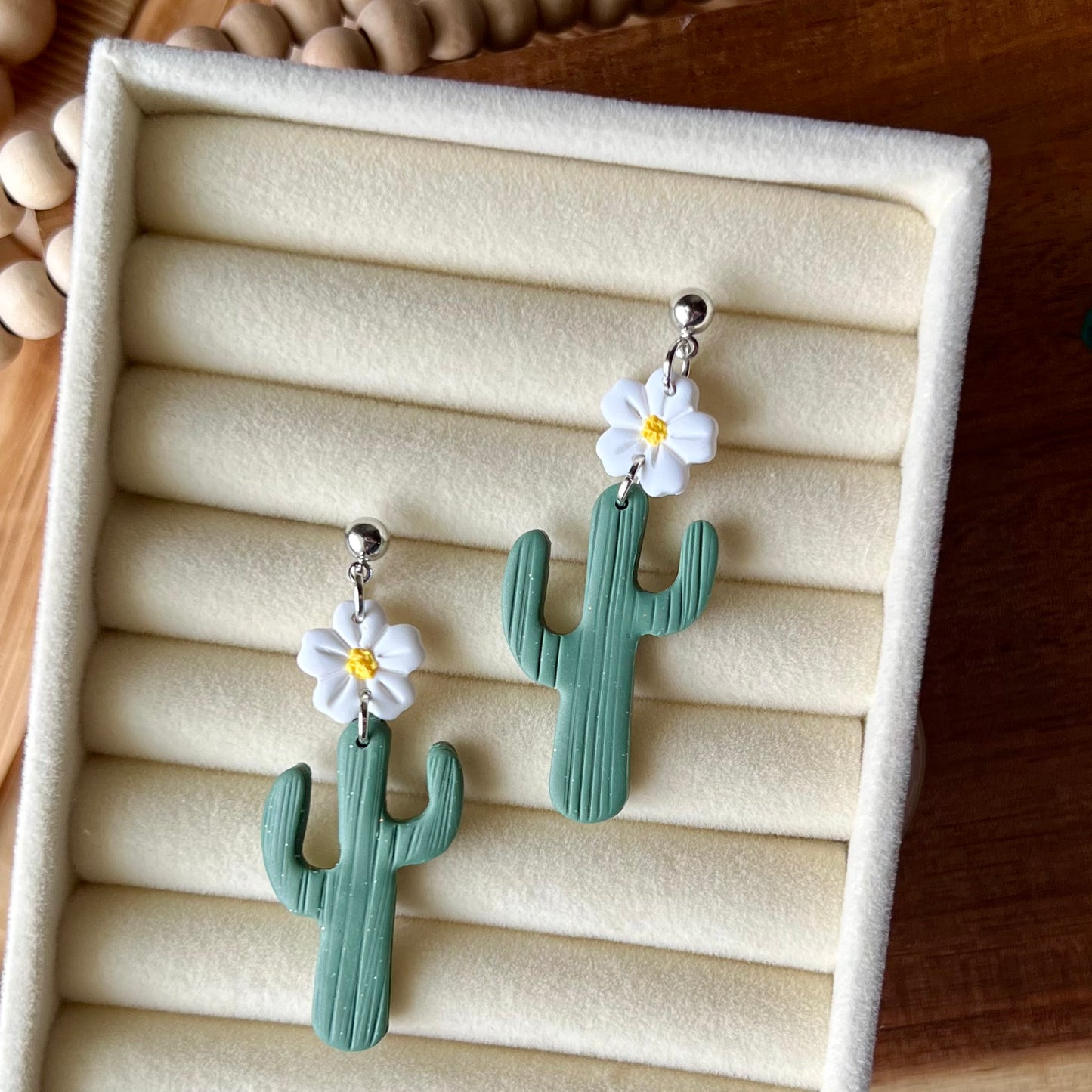 Flower & Cactus Polymer Clay Dangle Earrings
