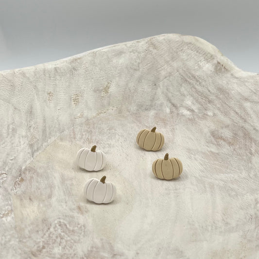 Fall Pumpkin Polymer Clay Stud Earrings