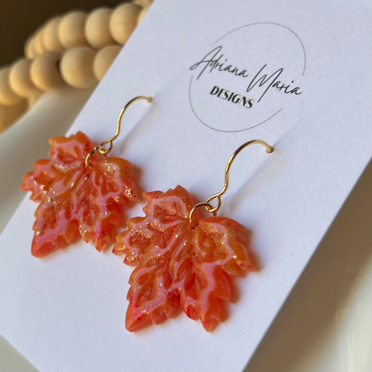 Autumn Sunset: Maple Leaf Polymer Clay Earrings