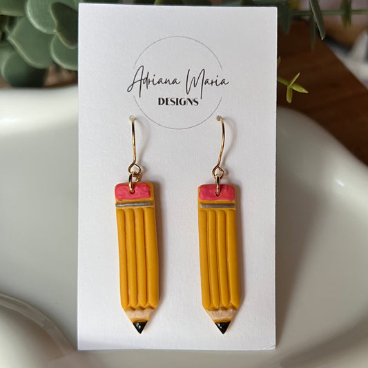 Back To School Pencil Polymer Clay Earrings - Teacher Appreciation Gift