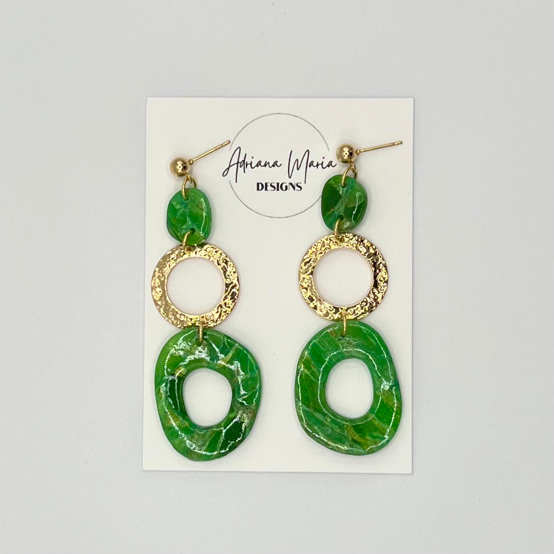 Green Translucent Polymer Clay Statement Earrings