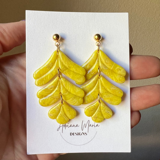 Yellow Marbled Polymer Clay Earrings