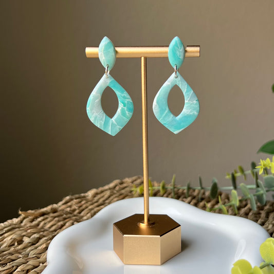 Ocean Waves Marbled Polymer Clay Earrings