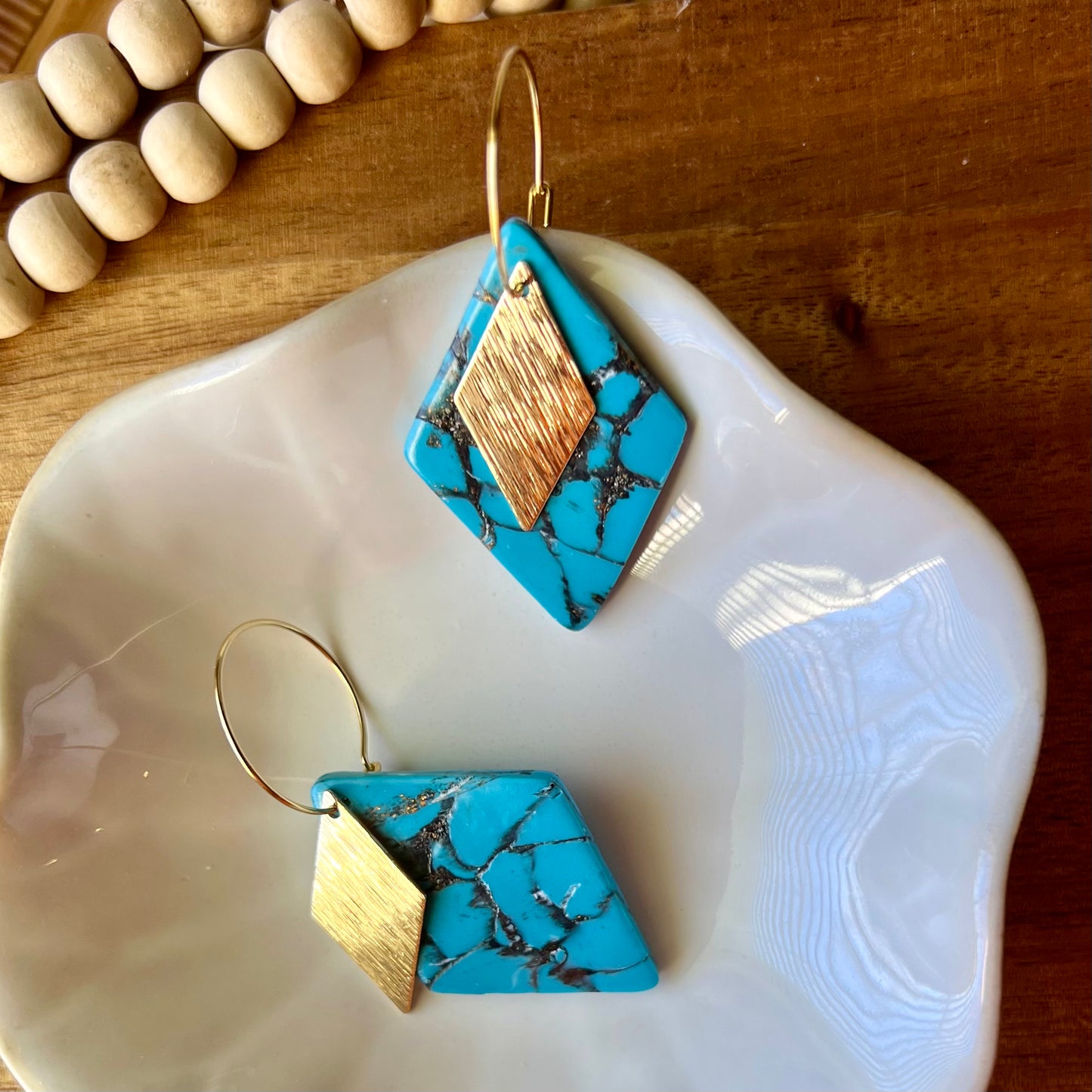 Turquoise Stone Inspired Polymer Clay Earrings