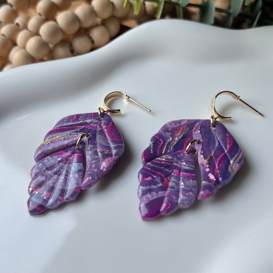 Dream In Purple: Agate Marbled Polymer Clay Earrings