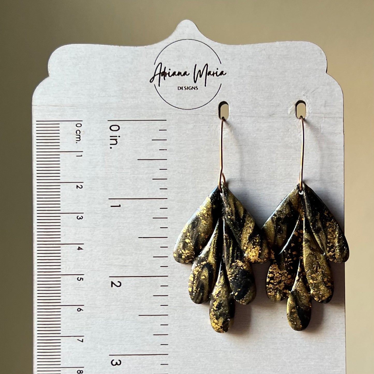 Black & Gold Leaf Polymer Clay Earrings