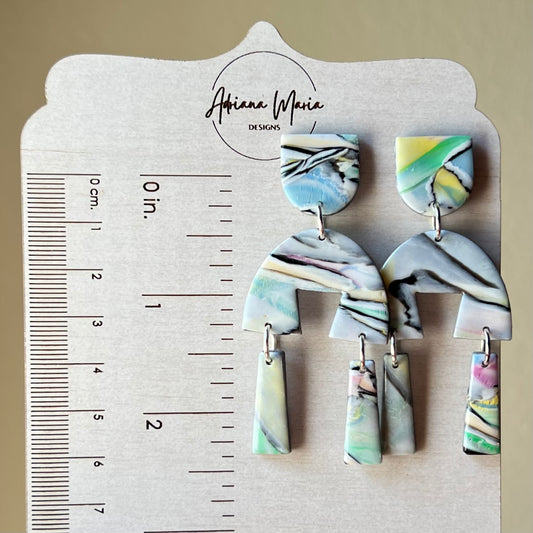 Chromatic Pulse Polymer Clay Statement Earrings